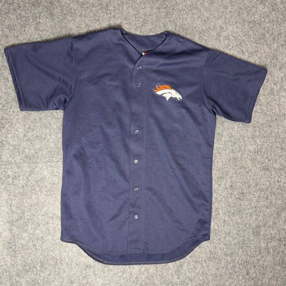 NFL Denver Broncos The‎ Beast 99 Baseball Jersey Navy Blue Mesh Mens Medium USA